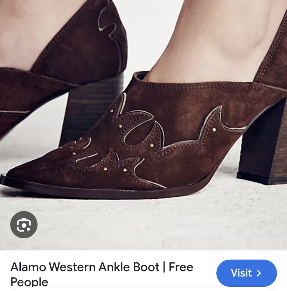 Free People Alamo Western Ankle Boot - Dark Brown.  Sz 38